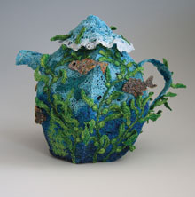 Craft Teapot Fiber Sculpture by Eileen Doughty
